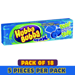 Hubba Bubba Sour Blue Raspberry Bubble Gum – 5 Pieces per Pack – Pack of 18