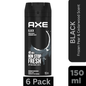 AXE Black Deodorant Body Spray for Men Pack of 6 – Frozen Pear & Cedarwood Scent – 150ml Can