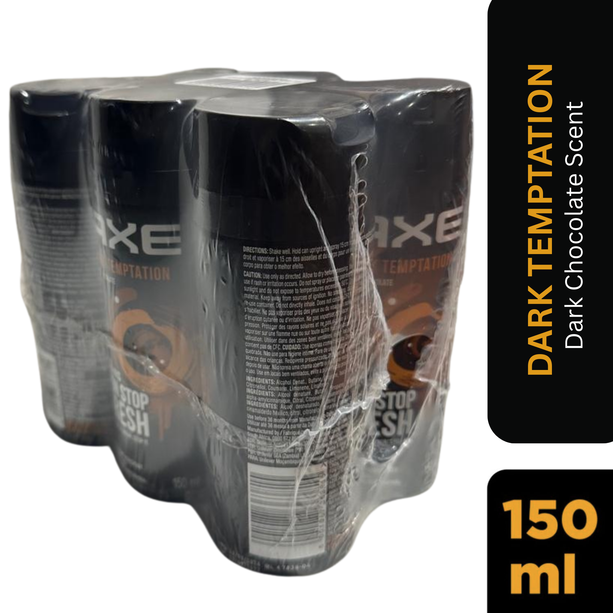 AXE Dark Temptation Deodorant Body Spray 150ml – Pack of 6 Wholesale