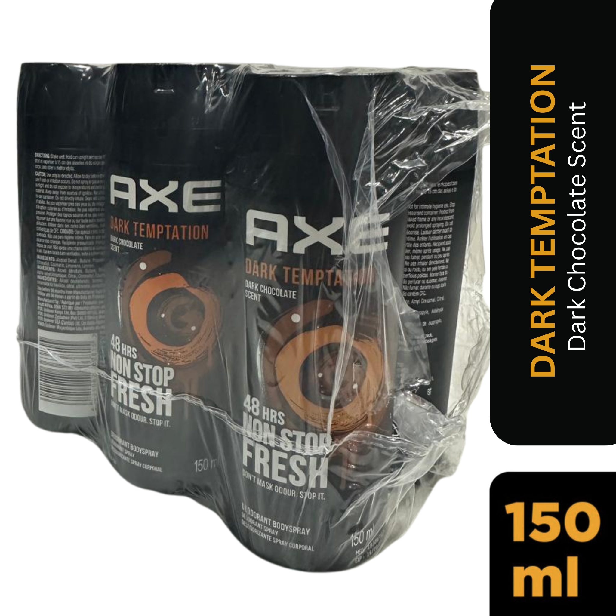 AXE Dark Temptation Deodorant Body Spray 150ml – Pack of 6 Wholesale