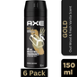 AXE GOLD Deodorant Body Spray for Men – Oud Wood & Vanilla scent – Pack of 6, 150ml per can
