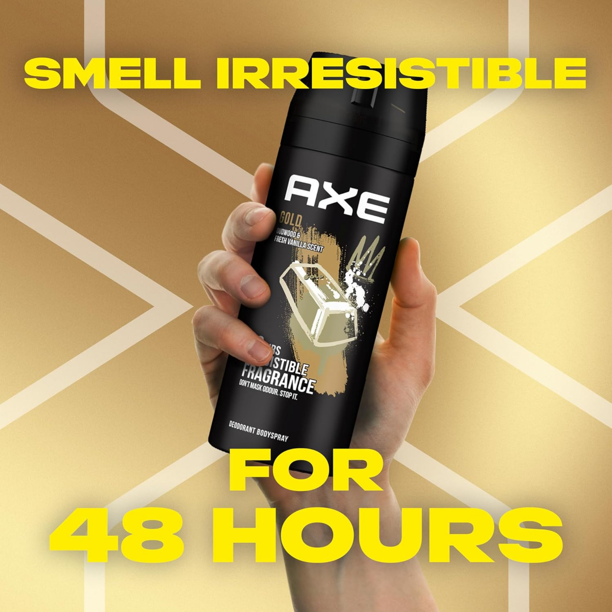 AXE GOLD Deodorant Body Spray for Men – Oud Wood & Vanilla scent – Pack of 6, 150ml per can