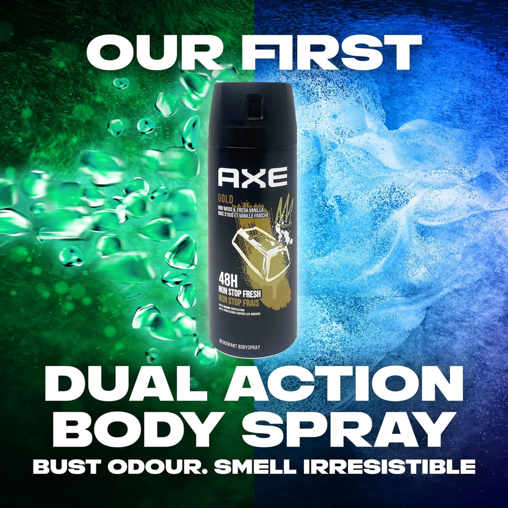 AXE GOLD Deodorant Body Spray for Men – Oud Wood & Vanilla scent – Pack of 6, 150ml per can