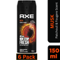 AXE Musk Deodorant Body Spray for Men 150ml Can – Pack of 6 – Patchouli & Fougere Scent