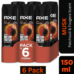 AXE Musk Deodorant Body Spray for Men 150ml Can – Pack of 6 – Patchouli & Fougere Scent