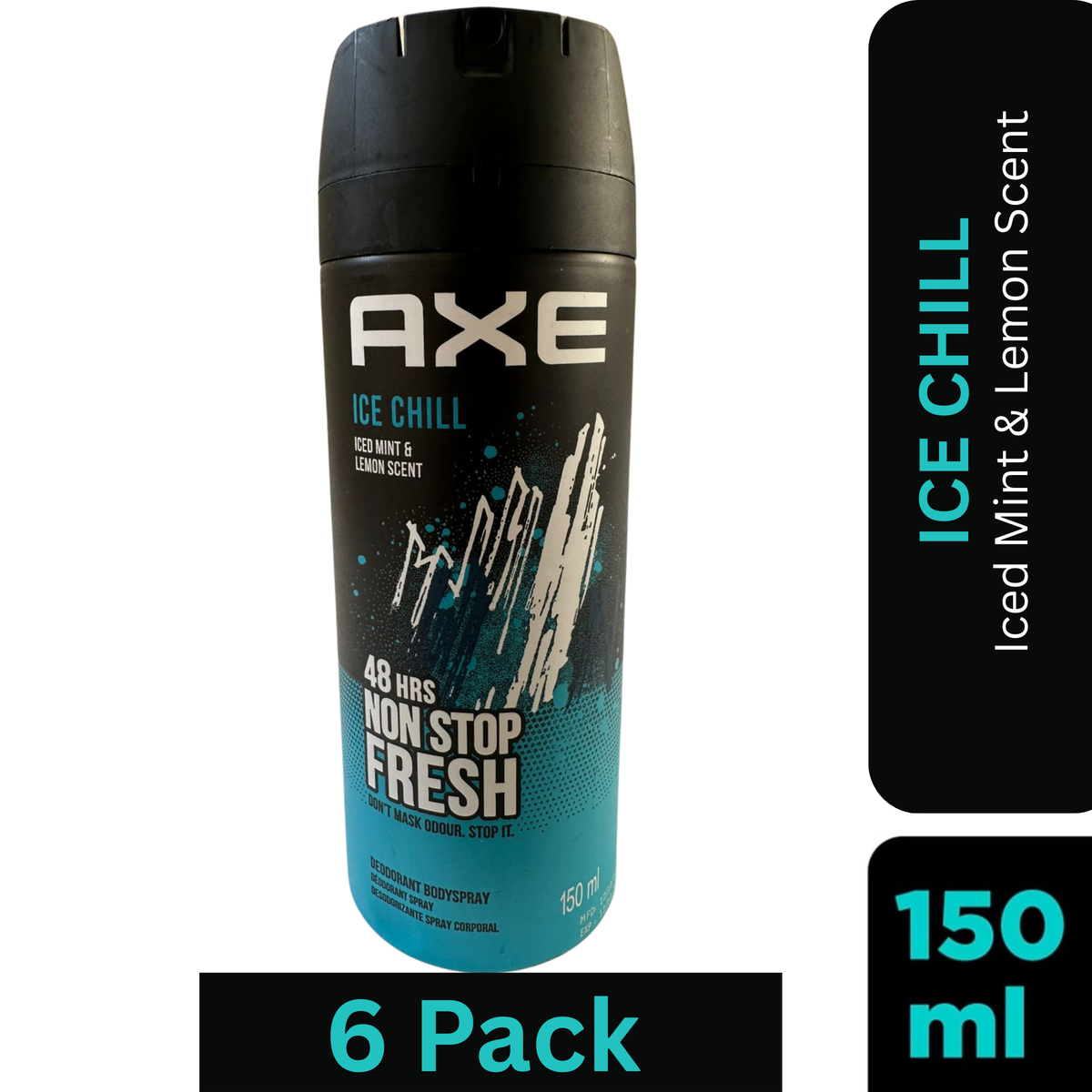 AXE Ice Chill Deodorant Body Spray for Men – 150ml Can Pack of 6