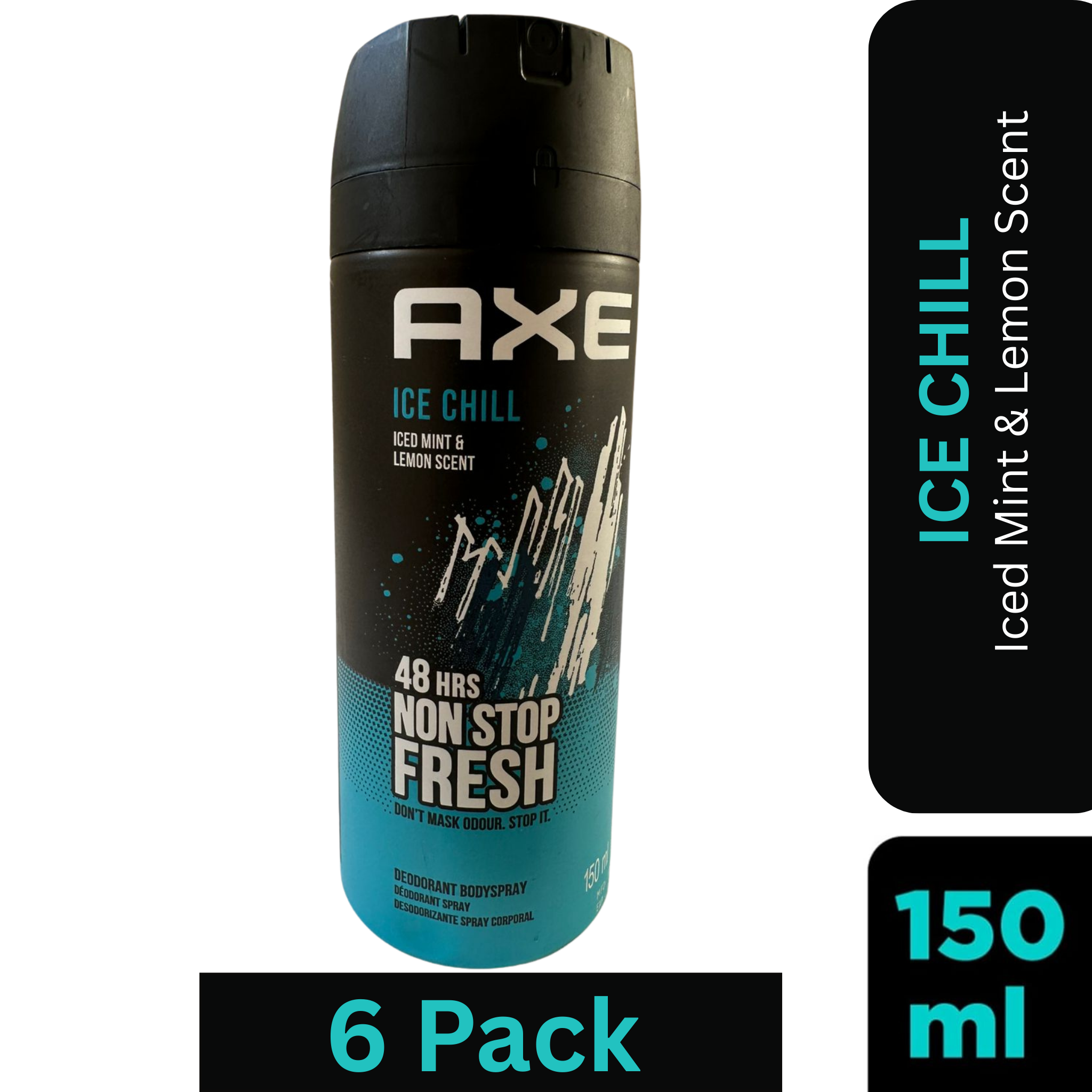 AXE Ice Chill Deodorant Body Spray for Men – 150ml Can Pack of 6