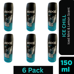 AXE Ice Chill Deodorant Body Spray for Men – 150ml Can Pack of 6
