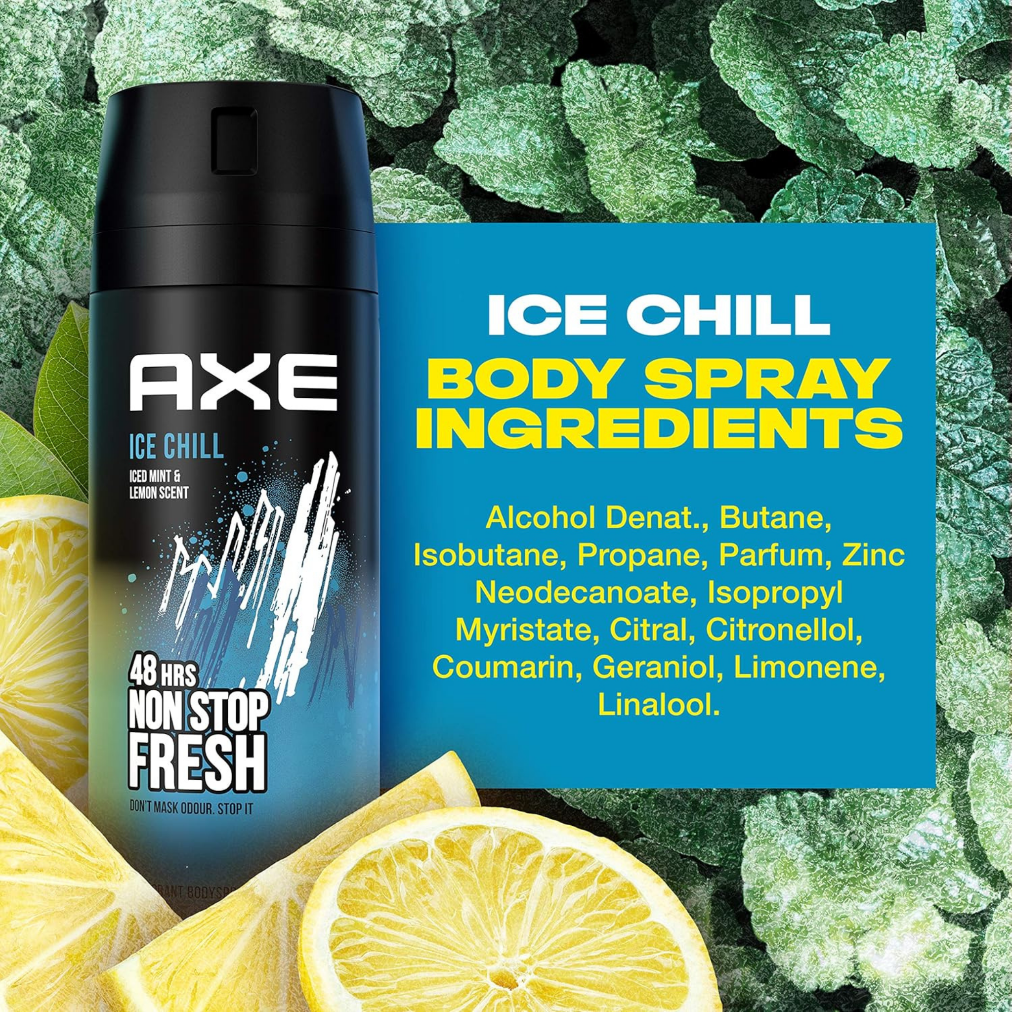 AXE Ice Chill Deodorant Body Spray for Men – 150ml Can Pack of 6