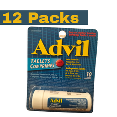 Advil Ibuprofen 200mg Tablets – 10 Tablet Pack (12 packs Bundle)