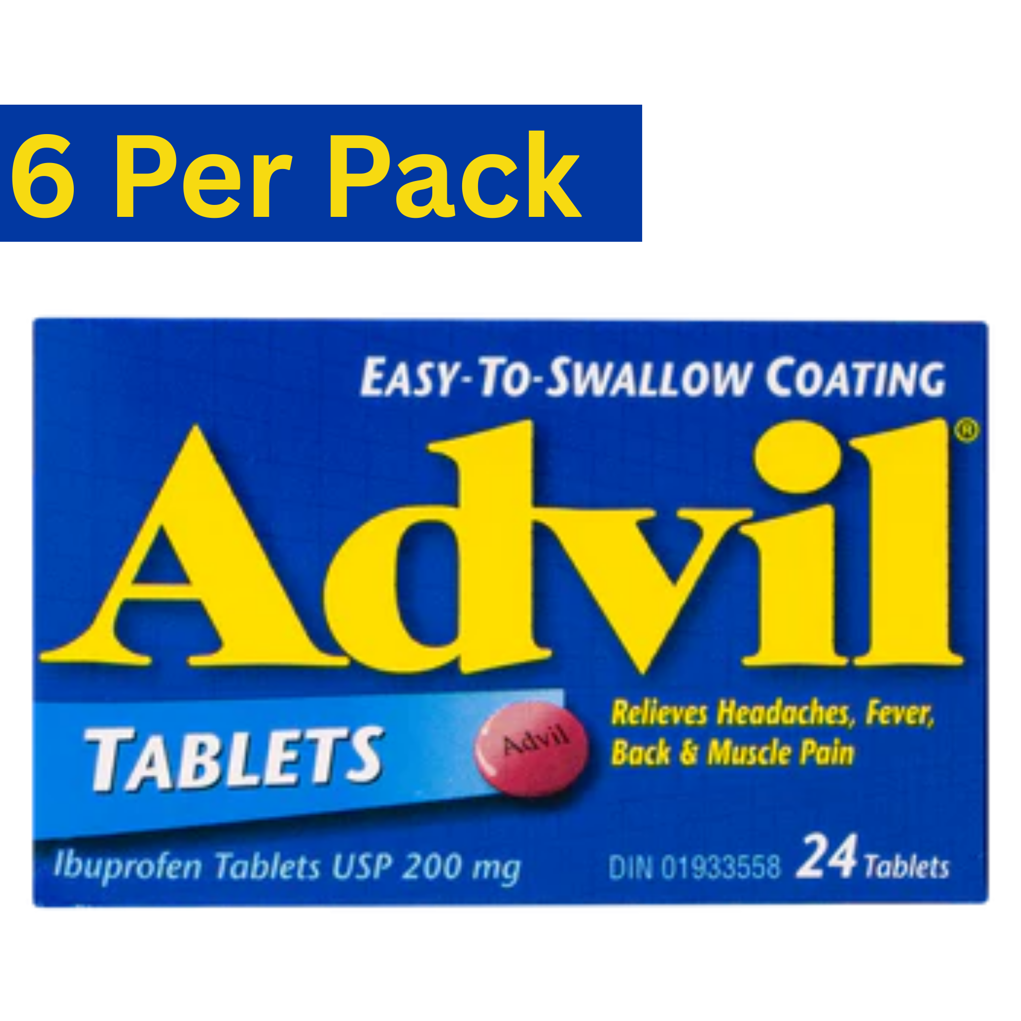 Advil Ibuprofen Tablets 200mg – 24 Count Pack of 6 – Wholesale Pain Relief