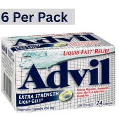 Advil Extra Strength Liqui-Gels Ibuprofen Capsules 400mg – Pack of 6 (12 capsules each) Wholesale Pain Relief