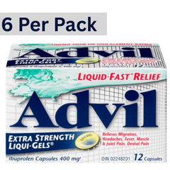 Advil Extra Strength Liqui-Gels Ibuprofen Capsules 400mg – Pack of 6 (12 capsules each) Wholesale Pain Relief