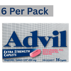 Advil Extra Strength Caplets Ibuprofen Tablets 400mg – 16 Count Pack of 6 – Pain Relief Medicine Wholesale
