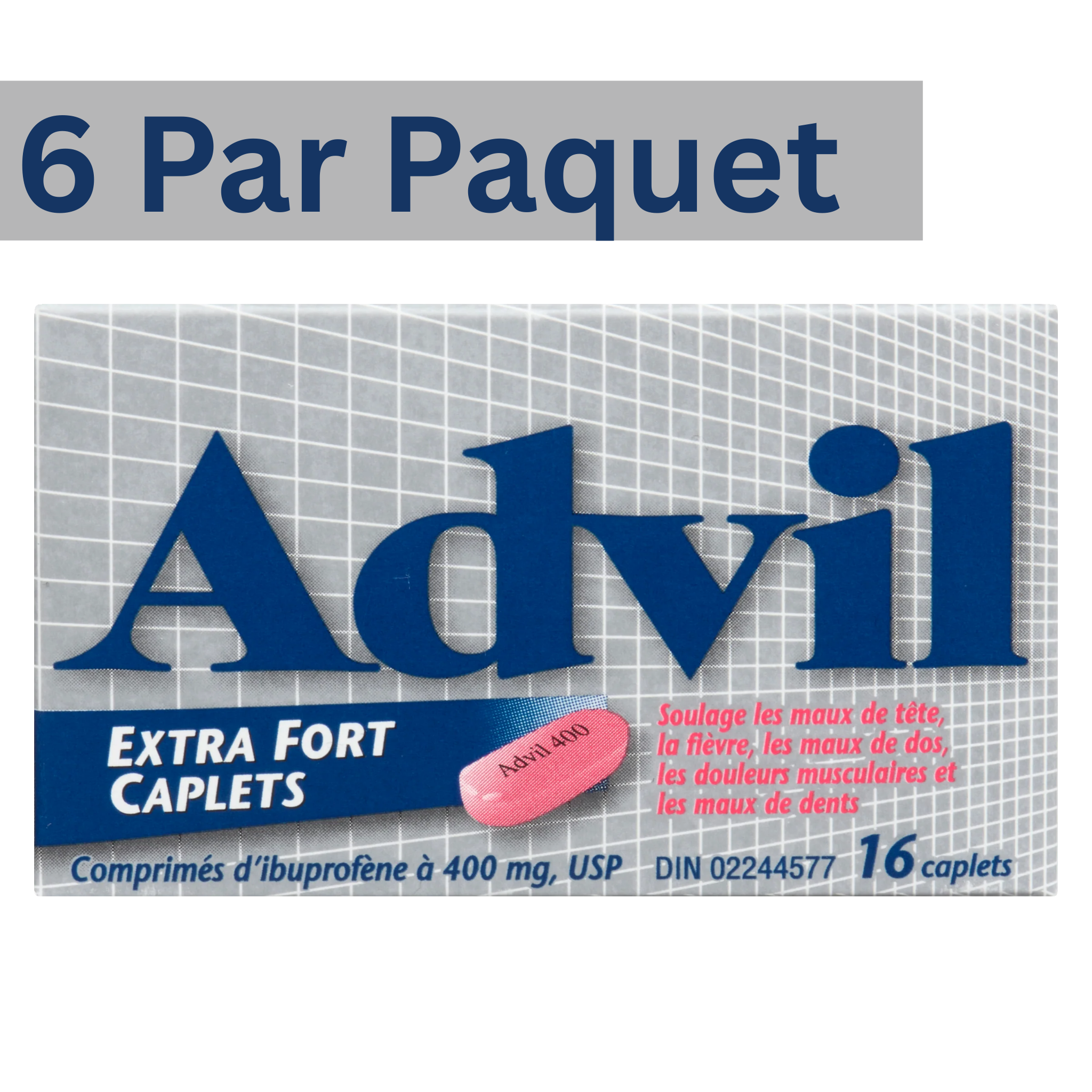 Advil Extra Strength Caplets Ibuprofen Tablets 400mg – 16 Count Pack of 6 – Pain Relief Medicine Wholesale