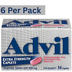 Advil Extra Strength Caplets Ibuprofen Tablets 400mg – 16 Count Pack of 6 – Pain Relief Medicine Wholesale