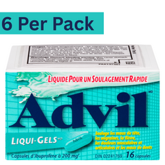 Advil Liqui-Gels 200mg Ibuprofen Capsules – Pack of 6 (16 Capsules Each) – Wholesale Pain Relief