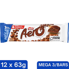 Aero Mega Milk Chocolate 3-Bar Share Pack — Pack of 12 × 63g (3 Bars per pack)