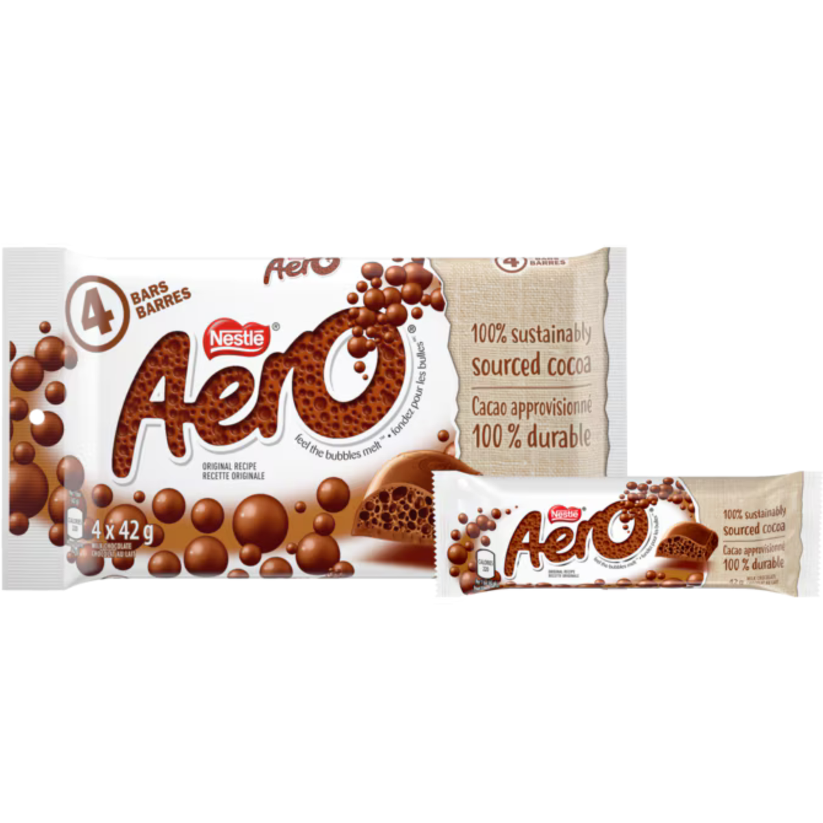 Aero Bubbly Milk Chocolate Bars 168g Pack of 6 Front