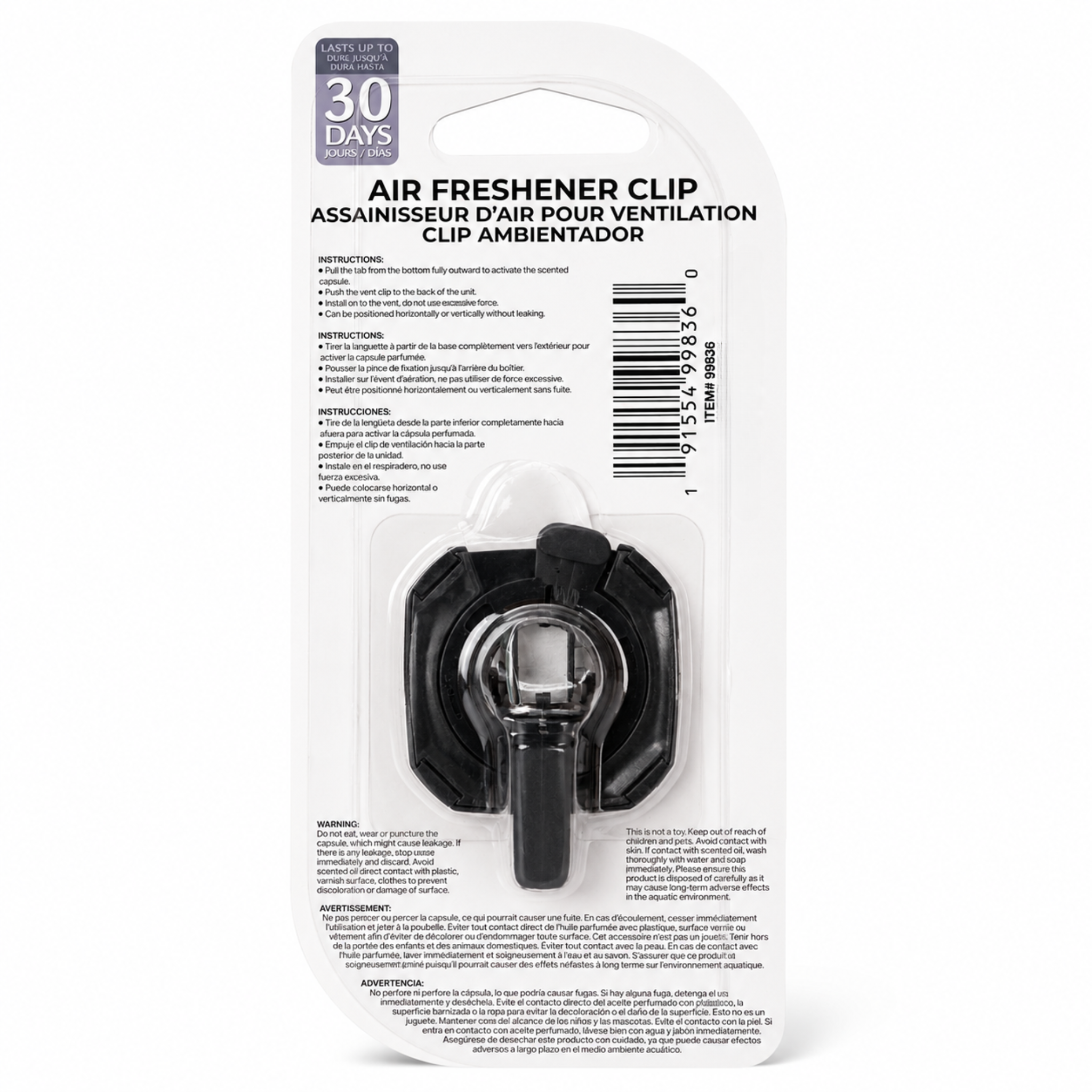 Airfusion Car Vent Clip Air Freshener Dark Ice, 4ml, Pack of 12