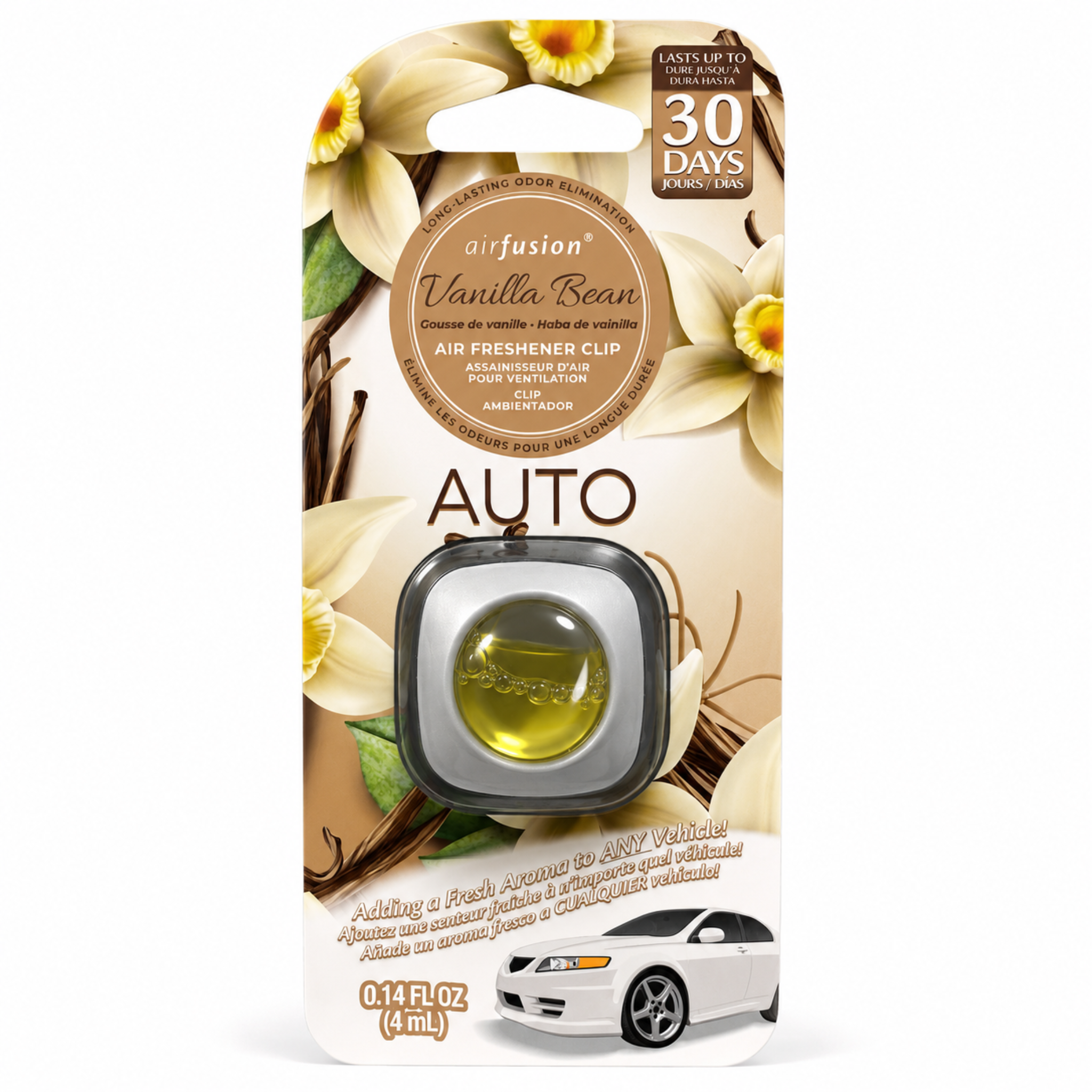Airfusion Car Vent Clip Air Freshener Vanilla Bean, 4ml, Pack of 12