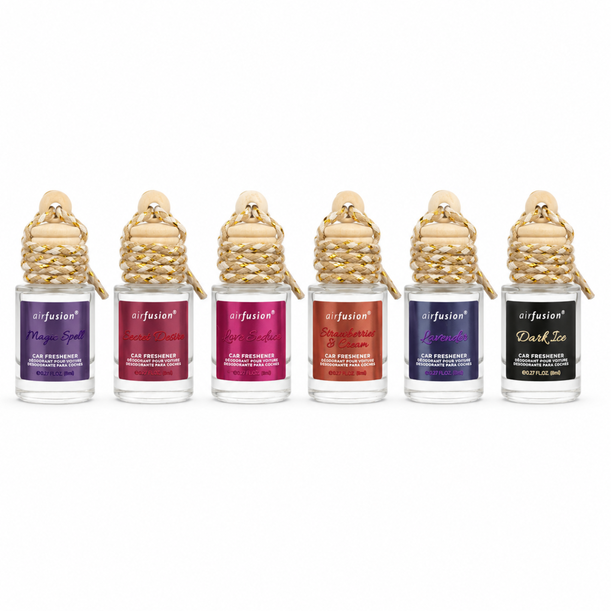 Airfusion Hanging Car Air Freshener, 6 Assorted Scents, 8ml, 24 Piece Display Box
