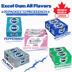 Excel Gum (All Flavors) – 12 Packs (12 Pieces Each) – Sugar-Free Chewing Gum