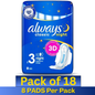 Always Classic Night 3D Protection Pads with Wings – Size 3 (8 Pads per Pack, Pack of 18)