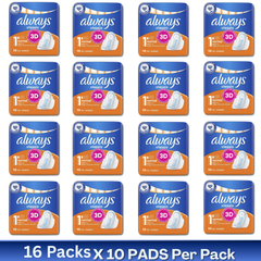 Always Classic 3D Protection Normal Pads with Wings Size 1 – 10 Pads per Pack – Wholesale Case of 16