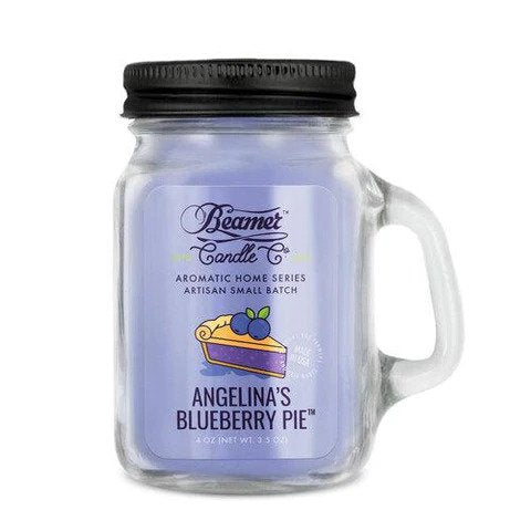 Angelina’s Blueberry Pie scented smoke-killing candle in reusable mason jar - 4oz.