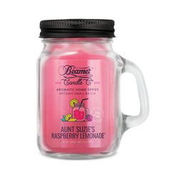 Aunt Suzie’s Raspberry Lemonade scented odor-neutralizing candle in mason jar - 4oz.