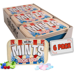 Big Sky Rocket Pop Flavour Sugar-Free Mints – 50 g per Tin – Pack of 6 | Kosher, Vegan, Gluten-Free