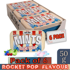 Big Sky Rocket Pop Flavour Sugar-Free Mints – 50 g per Tin – Pack of 6 | Kosher, Vegan, Gluten-Free