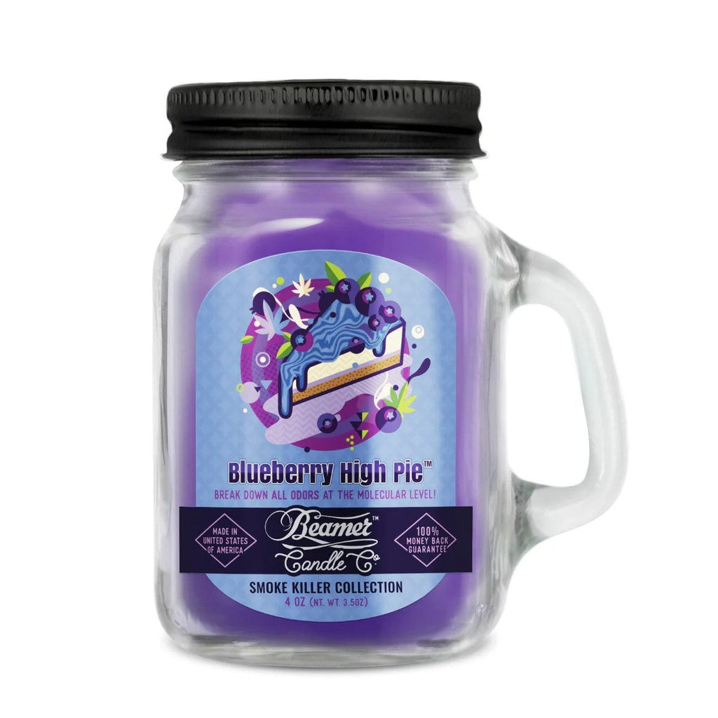 Blueberry High Pie scented odor-neutralizing candle in mason jar - 4oz.