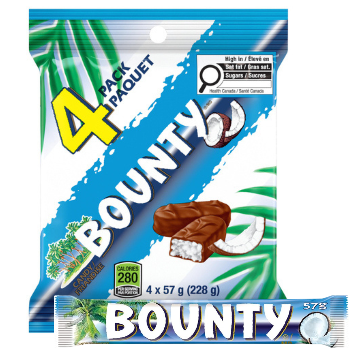Bounty Coconut Milk Chocolate Bars 228g Pack of 6 Front
