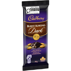 Cadbury Burnt Almond Dark Chocolate Bar — Pack of 6 × 90g