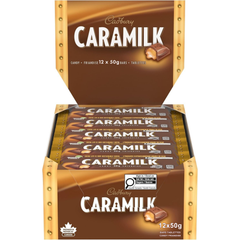 Cadbury Caramilk Single Caramel Milk Chocolate Bar — Pack of 12 × 50g