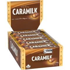 Cadbury Caramilk Single Caramel Milk Chocolate Bar — Pack of 12 × 50g
