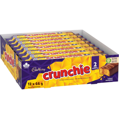 Cadbury Crunchie King Size Honeycomb Milk Chocolate Bars — Pack of 12 × 66g (2 Bars per pack)