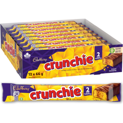 Cadbury Crunchie King Size Honeycomb Milk Chocolate Bars — Pack of 12 × 66g (2 Bars per pack)