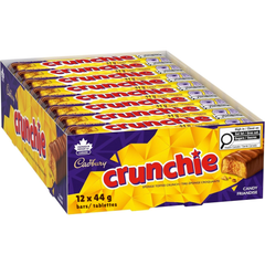 Cadbury Crunchie Single Honeycomb Milk Chocolate Bar — Pack of 12 × 44g