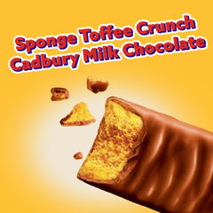 Cadbury Crunchie Single Honeycomb Milk Chocolate Bar — Pack of 12 × 44g