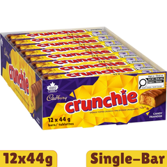 Cadbury Crunchie Single Honeycomb Milk Chocolate Bar — Pack of 12 × 44g