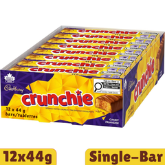 Cadbury Crunchie Single Honeycomb Milk Chocolate Bar — Pack of 12 × 44g