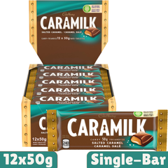 Cadbury Caramilk Salted Caramel Milk Chocolate Bar — Pack of 12 × 50g