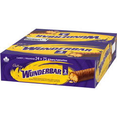 Cadbury Wunderbar Peanut Butter Caramel Milk Chocolate Bars — Pack of 12 × 75g (2 Bars per pack)