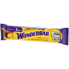 Cadbury Wunderbar Peanut Butter Caramel Milk Chocolate Bars — Pack of 12 × 75g (2 Bars per pack)