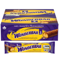 Cadbury Wunderbar Peanut Butter Caramel Milk Chocolate Bars — Pack of 12 × 75g (2 Bars per pack)