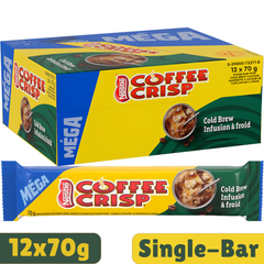 Coffee Crisp Mega Cold Brew Milk Chocolate Wafer Bar — Pack of 12 × 70g