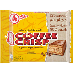 Coffee Crisp Milk Chocolate Wafer Bars — Pack of 6 × 200g Multipacks (4 × 50g Bars per pack)